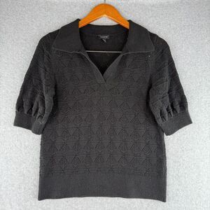 Talbot's Black Knit Short Sleeve Boxy Top Minimal Chic Quiet Luxury Sz S Preppy